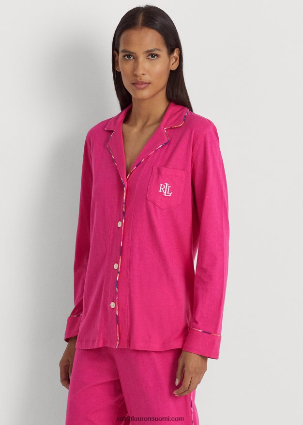 Ralph Lauren naiset jersey nukkumissetti 0Z24ZR9579 tumma pinkki