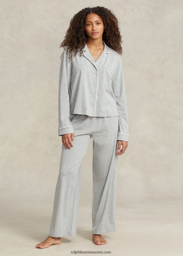 Ralph Lauren naiset jersey pitkähihainen pyjamasetti 0Z24ZR2895 kanervanharmaa