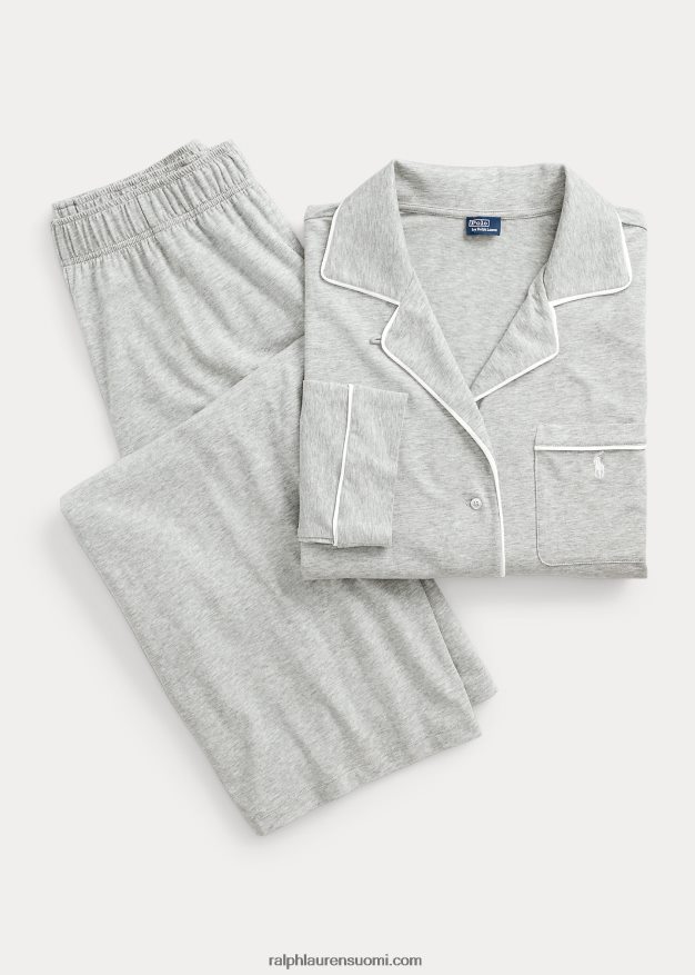 Ralph Lauren naiset jersey pitkähihainen pyjamasetti 0Z24ZR2895 kanervanharmaa