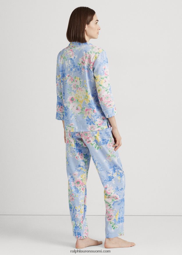 Ralph Lauren naiset kukka-satiini-nukkumissetti 0Z24ZR4130 sininen kukkainen