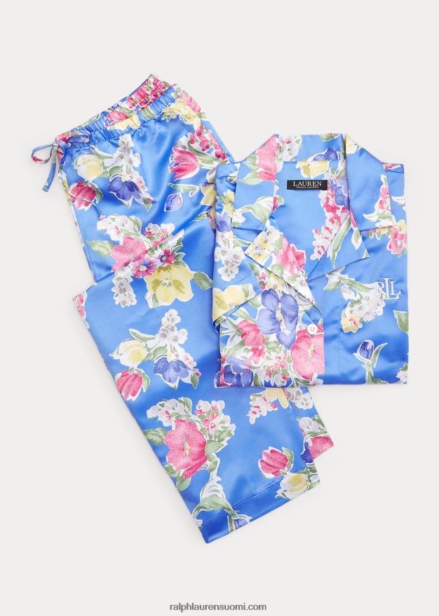 Ralph Lauren naiset kukka satiininen nukkumissetti 0Z24ZR9421 sininen kukkainen