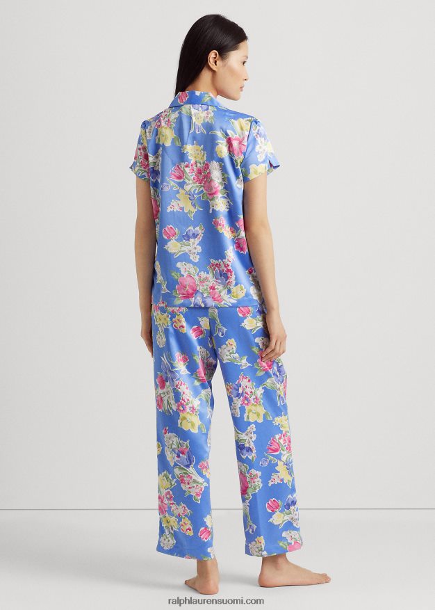 Ralph Lauren naiset kukka satiininen nukkumissetti 0Z24ZR9421 sininen kukkainen