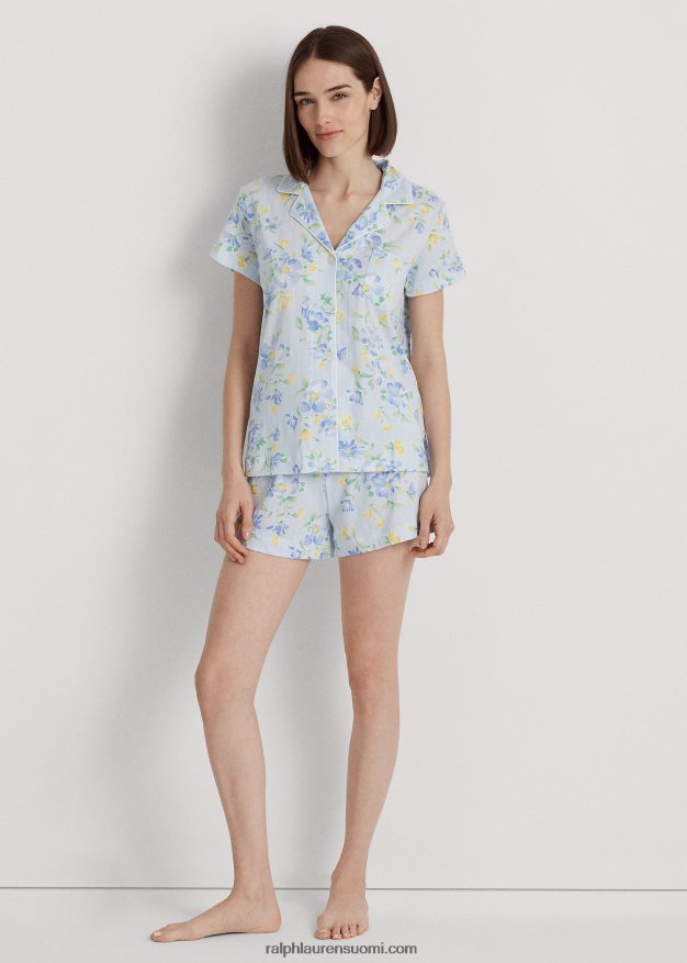 Ralph Lauren naiset kukkainen jersey boxer nukkumissetti 0Z24ZR4131 sininen romaani