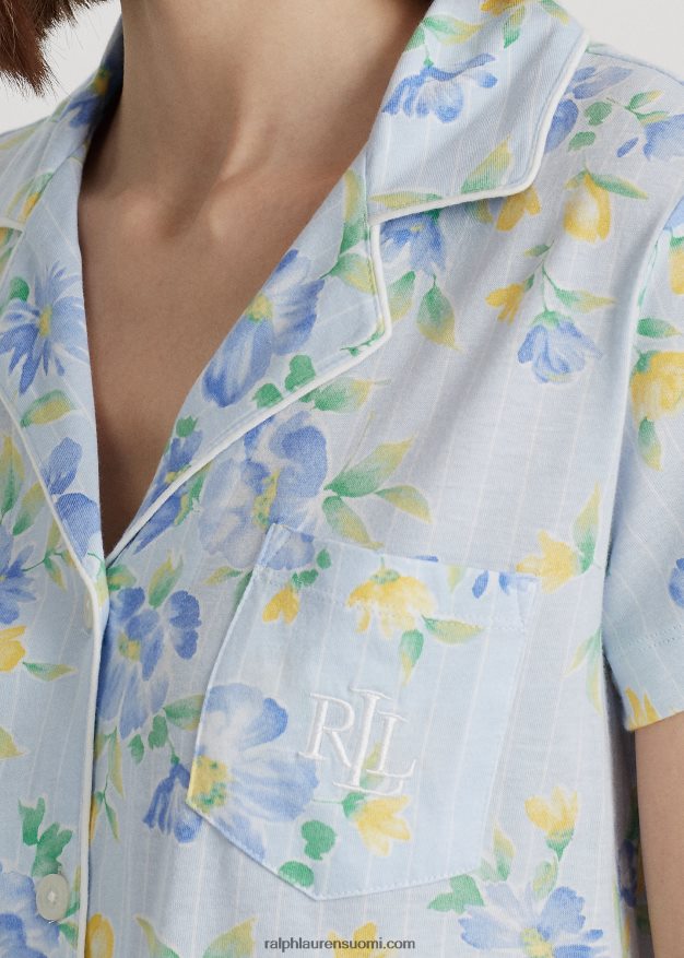 Ralph Lauren naiset kukkainen jersey boxer nukkumissetti 0Z24ZR4131 sininen romaani