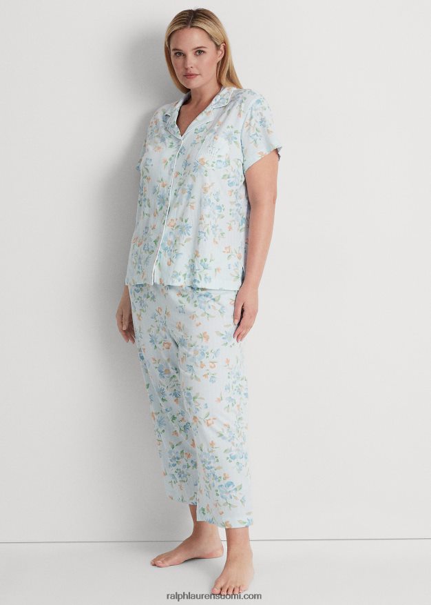 Ralph Lauren naiset kukkainen jersey capri nukkumissetti 0Z24ZR4709 sininen romaani