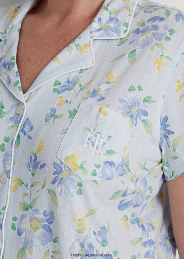 Ralph Lauren naiset kukkainen jersey capri nukkumissetti 0Z24ZR4709 sininen romaani