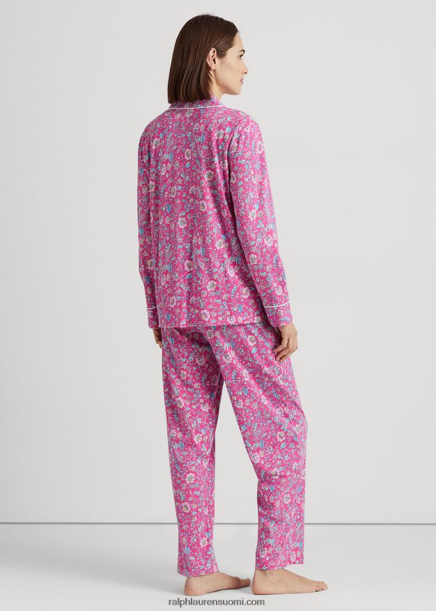 Ralph Lauren naiset kukkainen jersey-nukkusetti 0Z24ZR9582 vaaleanpunainen kukka