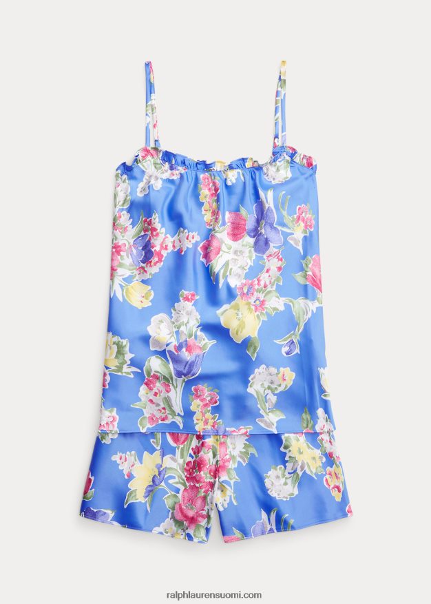 Ralph Lauren naiset kukkainen satiininen camisole-pyjamasetti 0Z24ZR3956 sininen kukkainen