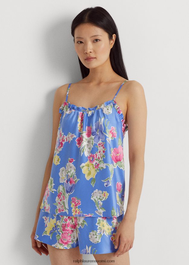 Ralph Lauren naiset kukkainen satiininen camisole-pyjamasetti 0Z24ZR3956 sininen kukkainen