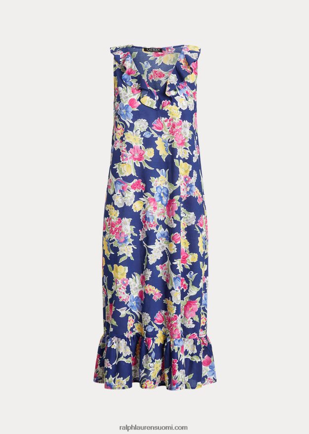 Ralph Lauren naiset kukkapuuvillasekoitettu balettiyöpaita 0Z24ZR3977 laivasto printti