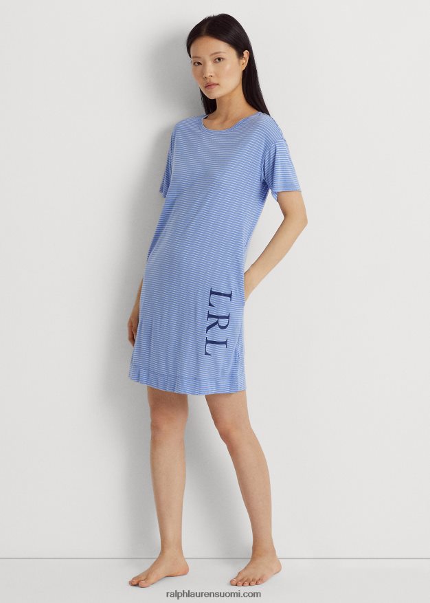 Ralph Lauren naiset logo raidallinen jersey unipaita 0Z24ZR3953 sininen raita
