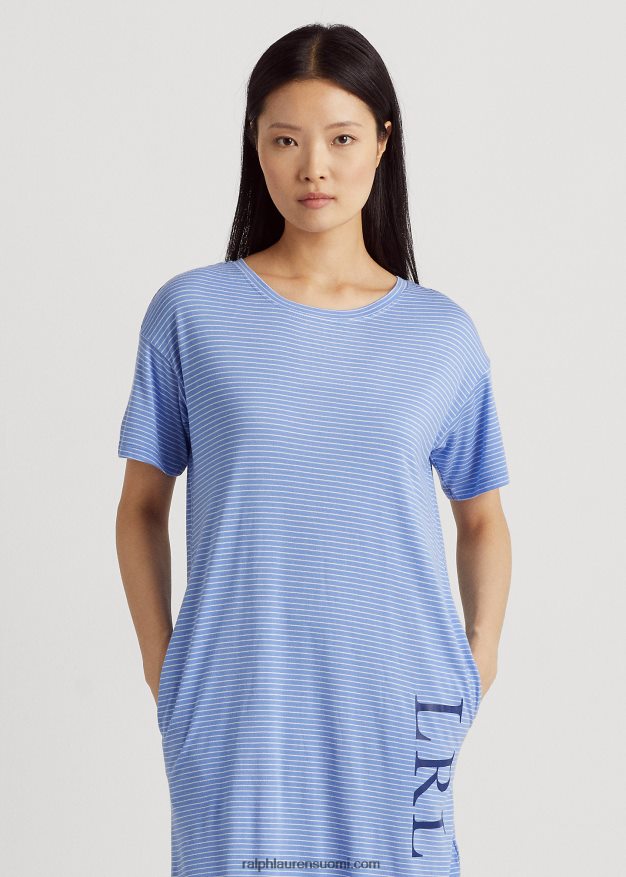 Ralph Lauren naiset logo raidallinen jersey unipaita 0Z24ZR3953 sininen raita