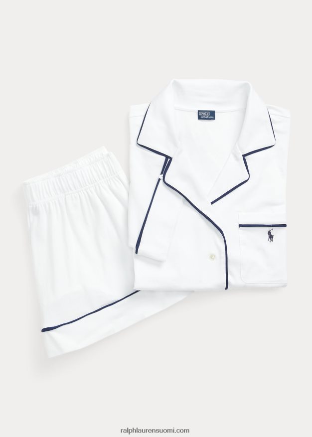 Ralph Lauren naiset lyhythihainen jerseypyjamasetti 0Z24ZR3006 valkoinen pilvi