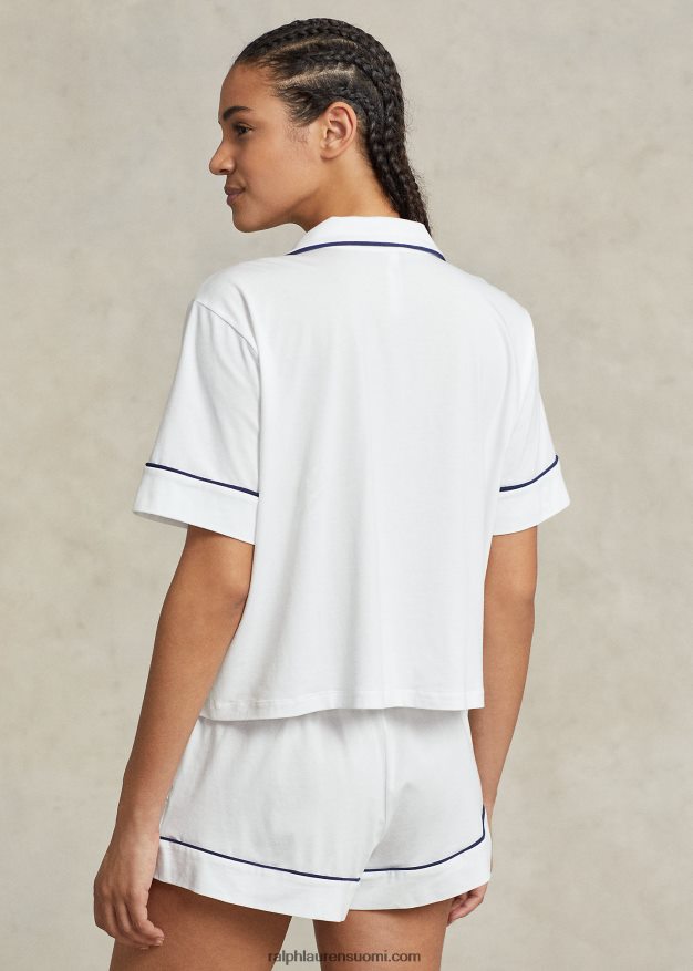 Ralph Lauren naiset lyhythihainen jerseypyjamasetti 0Z24ZR3006 valkoinen pilvi