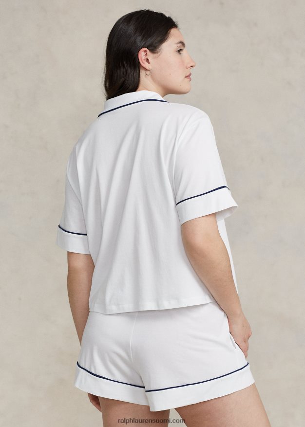 Ralph Lauren naiset lyhythihainen jerseypyjamasetti 0Z24ZR3006 valkoinen pilvi