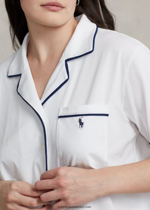 Ralph Lauren naiset lyhythihainen jerseypyjamasetti 0Z24ZR3006 valkoinen pilvi