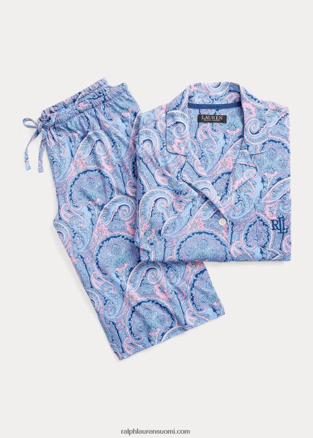 Ralph Lauren naiset paisley puuvillasekoitetta jersey-nukkusetti 0Z24ZR3971 sininen paisley