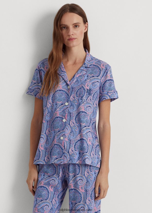 Ralph Lauren naiset paisley puuvillasekoitetta jersey-nukkusetti 0Z24ZR3971 sininen paisley