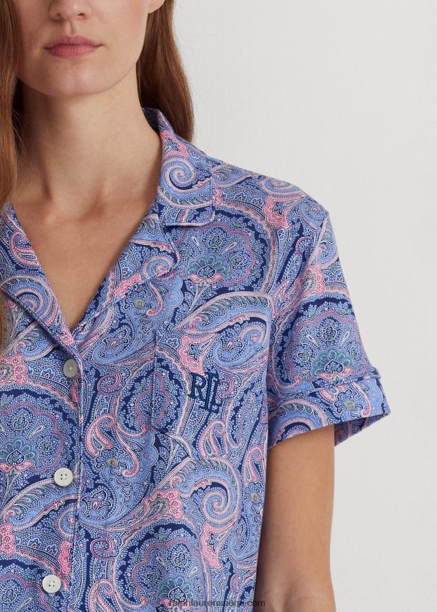 Ralph Lauren naiset paisley puuvillasekoitetta jersey-nukkusetti 0Z24ZR3971 sininen paisley