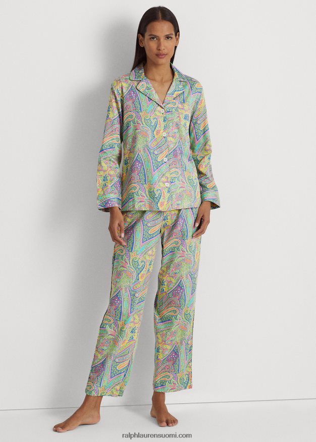 Ralph Lauren naiset paisley satiini nukkuma setti 0Z24ZR9580 multi paisley