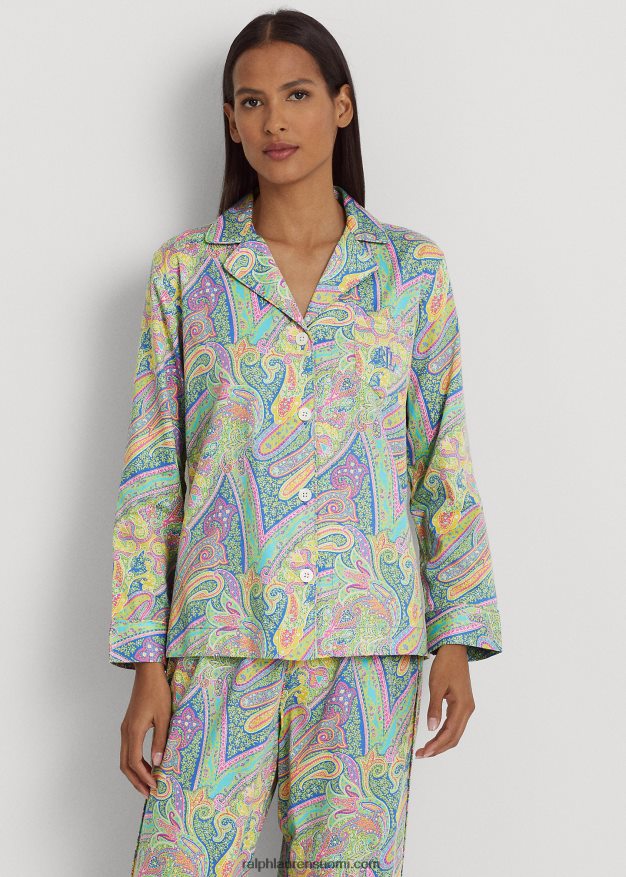 Ralph Lauren naiset paisley satiini nukkuma setti 0Z24ZR9580 multi paisley