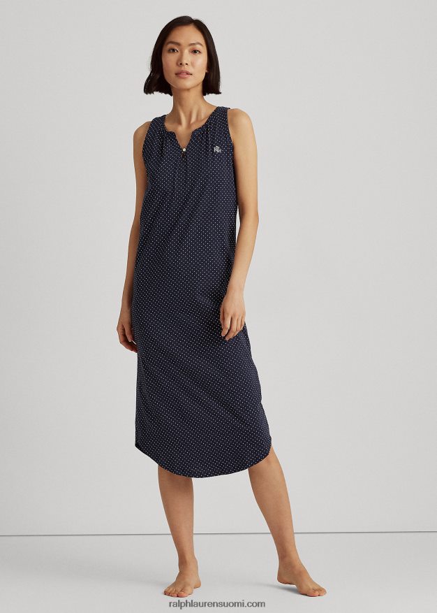 Ralph Lauren naiset pilkullinen hihaton balettiyöpaita 0Z24ZR4217 laivastonsininen piste