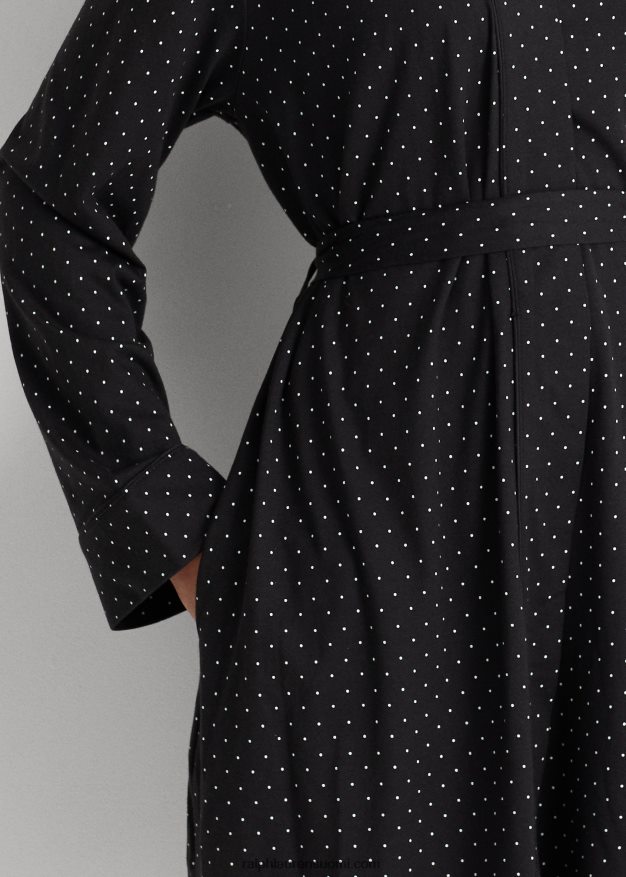 Ralph Lauren naiset pilkullinen jersey-takki & -asusetti 0Z24ZR4153 musta piste