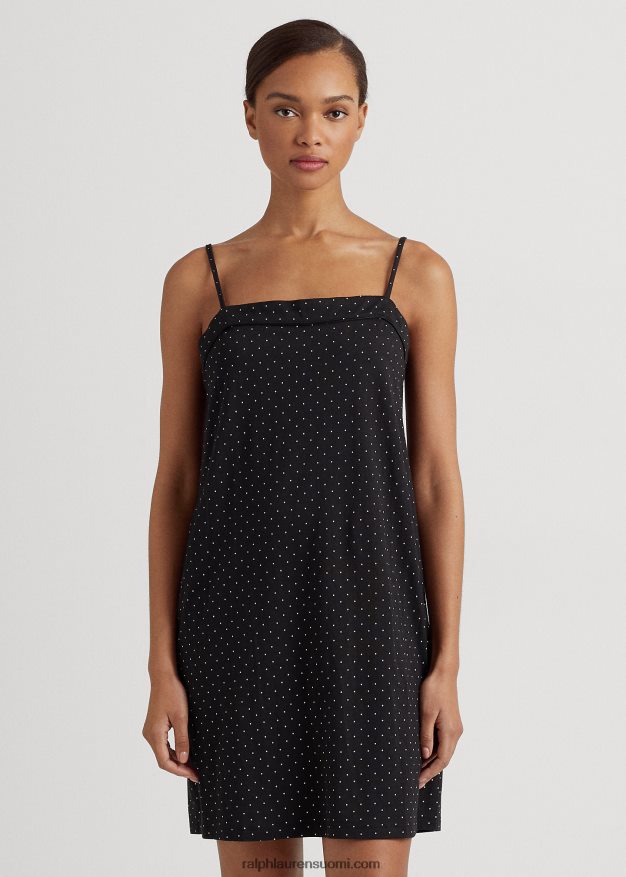 Ralph Lauren naiset pilkullinen jersey-takki & -asusetti 0Z24ZR4153 musta piste