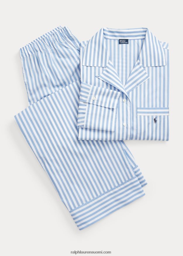 Ralph Lauren naiset pitkähihainen popliinipyjamasetti 0Z24ZR2893