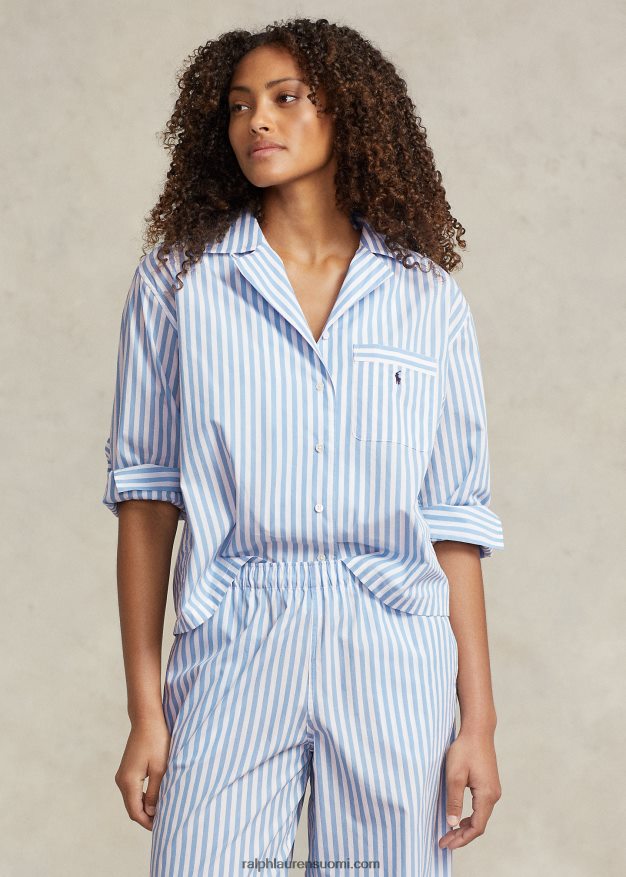 Ralph Lauren naiset pitkähihainen popliinipyjamasetti 0Z24ZR2893