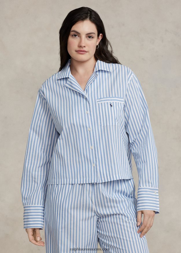Ralph Lauren naiset pitkähihainen popliinipyjamasetti 0Z24ZR2893