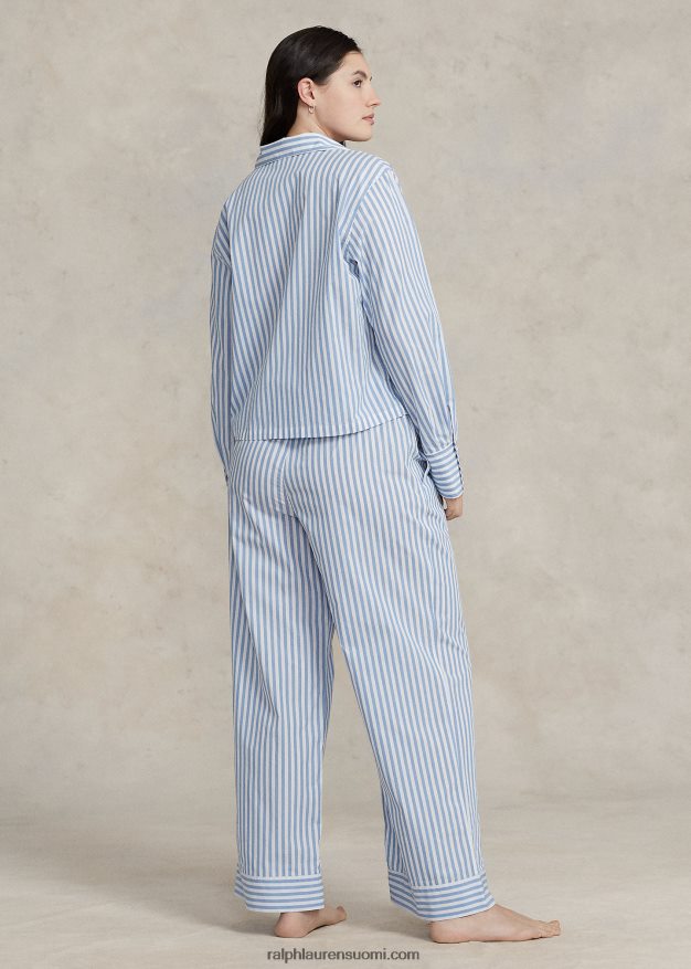 Ralph Lauren naiset pitkähihainen popliinipyjamasetti 0Z24ZR2893