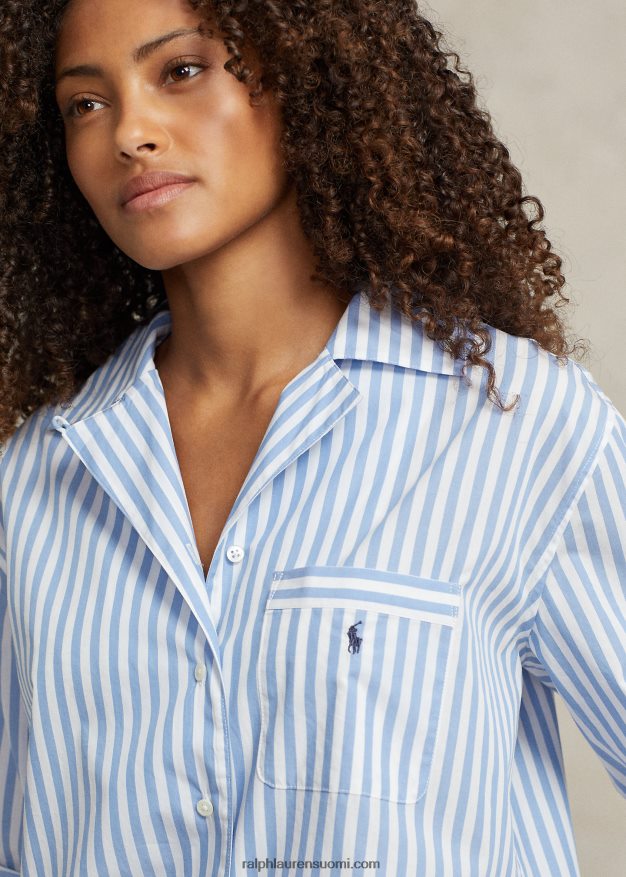 Ralph Lauren naiset pitkähihainen popliinipyjamasetti 0Z24ZR2893