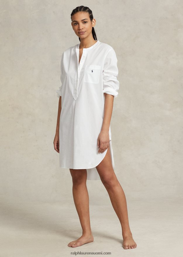 Ralph Lauren naiset popliini unipaita 0Z24ZR3010 valkoinen pilvi