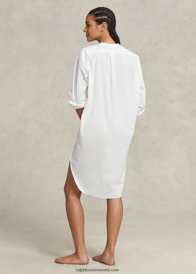 Ralph Lauren naiset popliini unipaita 0Z24ZR3010 valkoinen pilvi