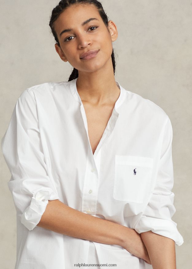 Ralph Lauren naiset popliini unipaita 0Z24ZR3010 valkoinen pilvi