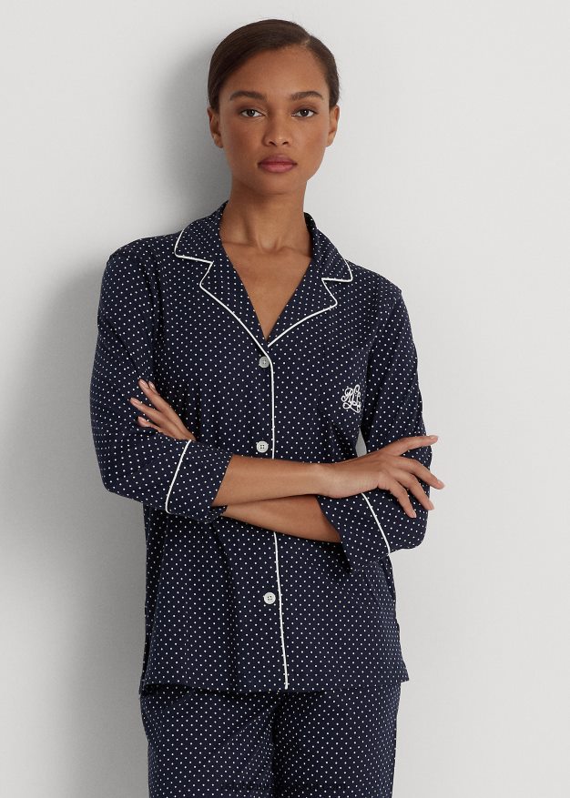 Ralph Lauren naiset puuvilla capri nukkumissetti 0Z24ZR4242 laivasto