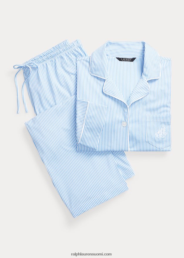 Ralph Lauren naiset puuvillainen nukkumissetti 0Z24ZR4236 sininen raita