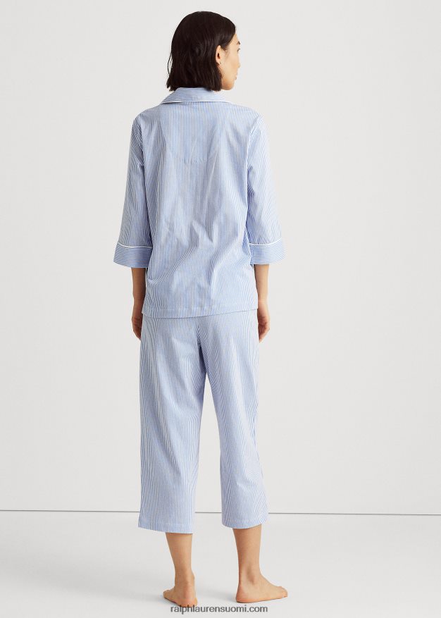 Ralph Lauren naiset puuvillainen nukkumissetti 0Z24ZR4236 sininen raita