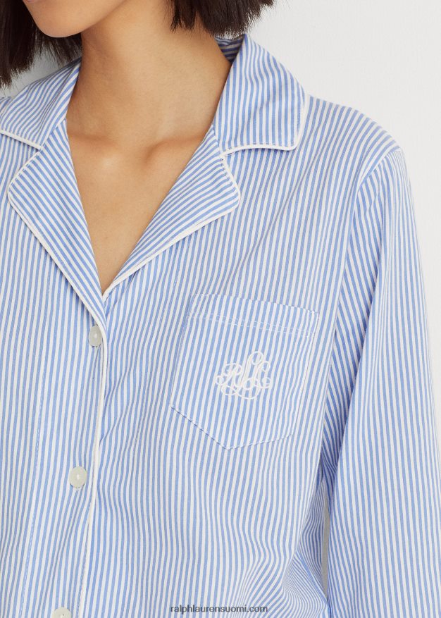 Ralph Lauren naiset puuvillainen nukkumissetti 0Z24ZR4236 sininen raita