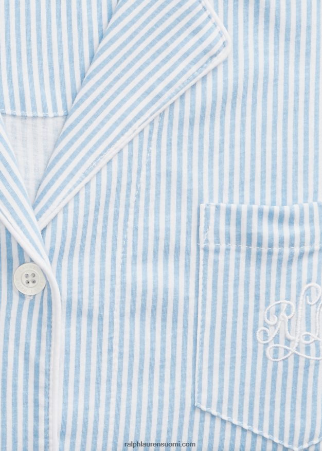 Ralph Lauren naiset puuvillainen nukkumissetti 0Z24ZR4236 sininen raita