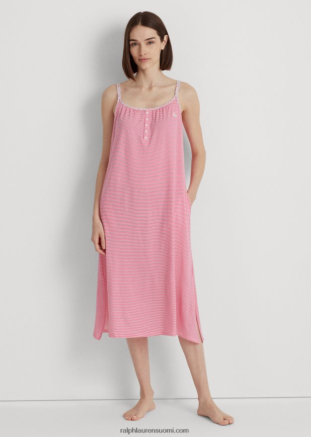 Ralph Lauren naiset raidallinen jersey-balettiyöpaita 0Z24ZR4134 vaaleanpunainen raita