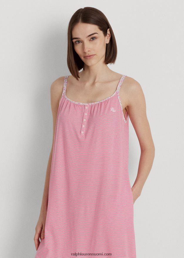 Ralph Lauren naiset raidallinen jersey-balettiyöpaita 0Z24ZR4134 vaaleanpunainen raita