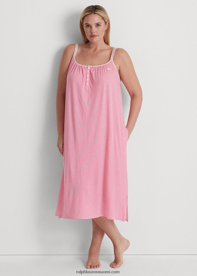 Ralph Lauren naiset raidallinen jersey-balettiyöpaita 0Z24ZR4710 vaaleanpunainen raita