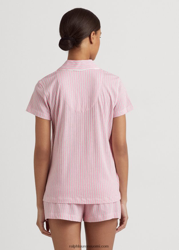 Ralph Lauren naiset raidallinen jersey boxer nukkumissetti 0Z24ZR4147 vaaleanpunainen raita