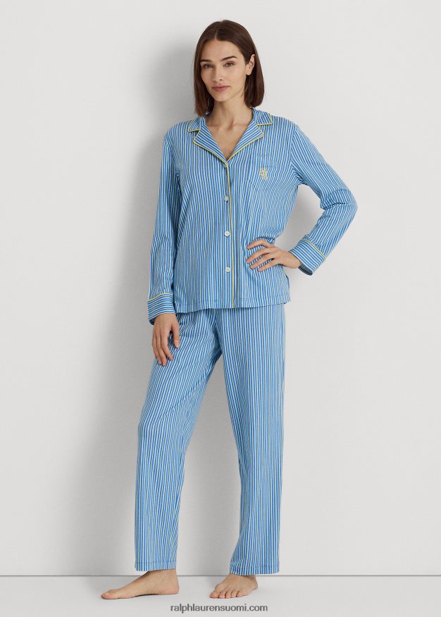 Ralph Lauren naiset raidallinen jersey nukkumissetti 0Z24ZR4480 sininen raita