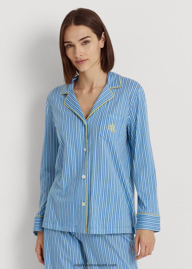 Ralph Lauren naiset raidallinen jersey nukkumissetti 0Z24ZR9581 sininen raita