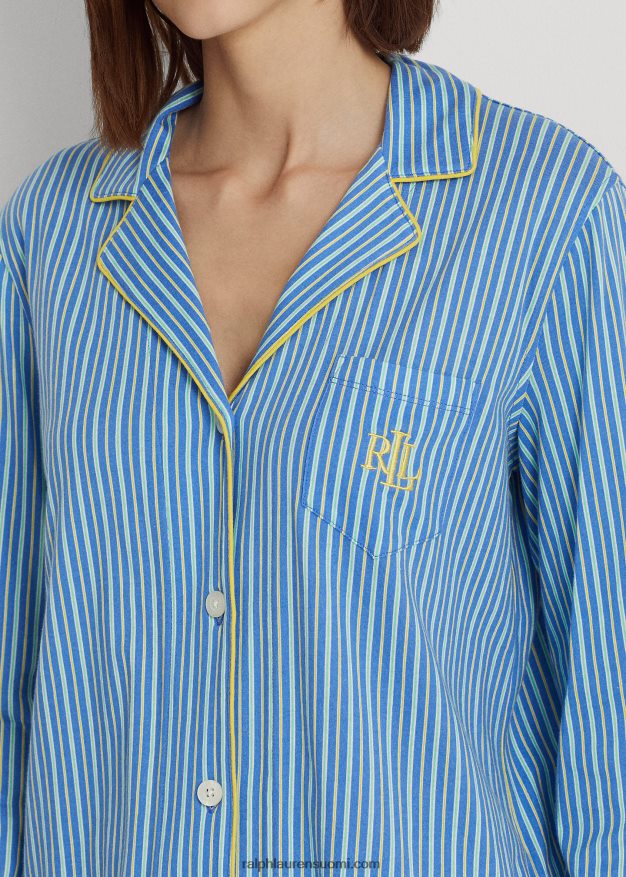 Ralph Lauren naiset raidallinen jersey nukkumissetti 0Z24ZR9581 sininen raita