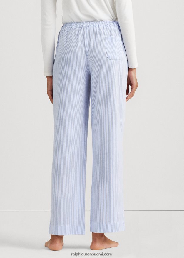 Ralph Lauren naiset raidallinen jersey-pyjamahousut 0Z24ZR4227 sininen raita