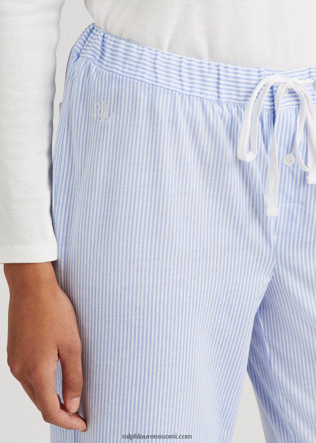 Ralph Lauren naiset raidallinen jersey-pyjamahousut 0Z24ZR4227 sininen raita